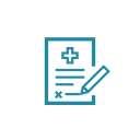 Icon of a document with the medical signature at the top and a signature.
